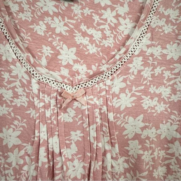 Rene Rafe Sleepwear Pink White Floral Sleep Tee Shirt Womens 2X Short Sleeve Top - Picture 9 of 10